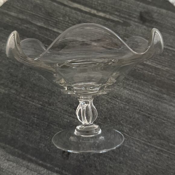 VTG Mid Century Duncan & Miller Canterbury Crimped Compote Clear Glass 7" EUC - Picture 5 of 5